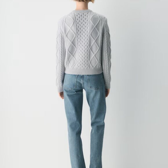 NWT Aritzia Heritage Knit Merino Wool Crew Cardigan Heather Chrome M - Picture 5 of 6